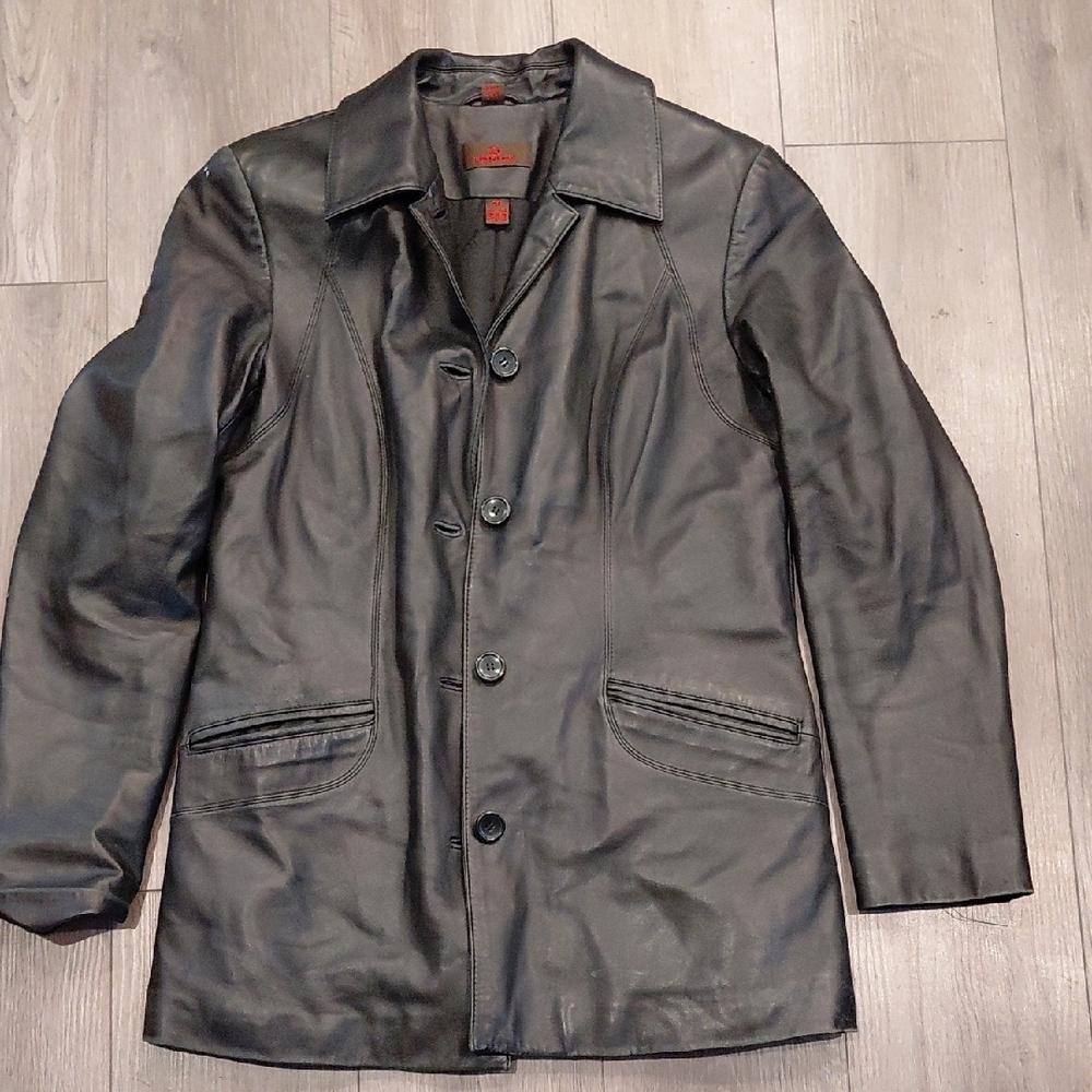 Danier Black Leather Trench Coat